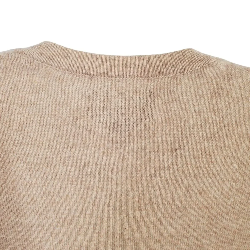 Cynthia Rowley Size S Sweater Flyaway Cardigan 100% Cashmere Coquette Ruffle Tan - Picture 9 of 9